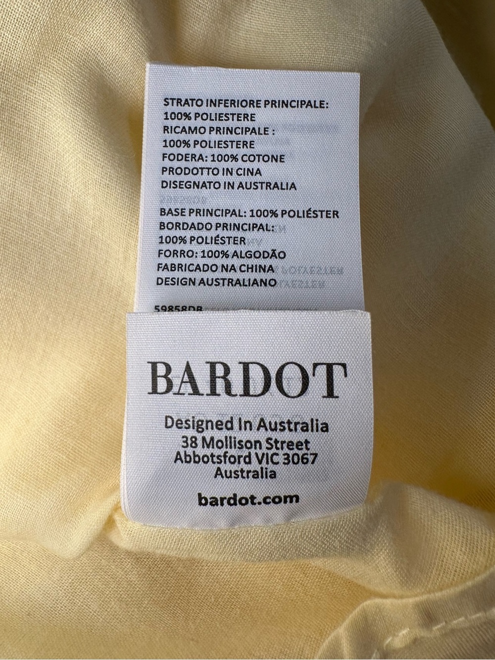 Bardot Jovie Babydoll Mini Dress Butter Yellow Cutout Balloon Sleeve L - Picture 15 of 16